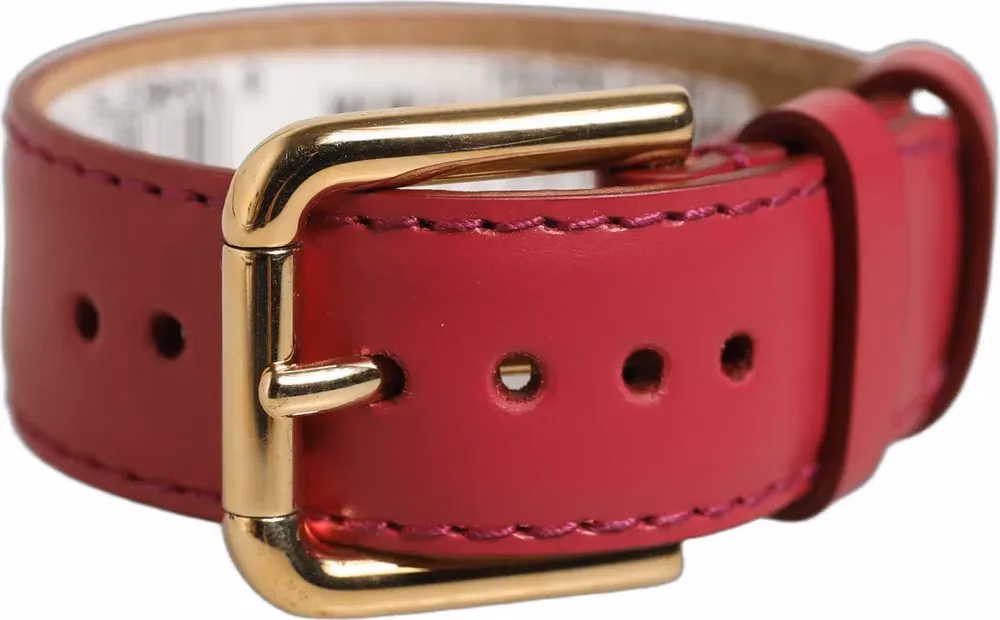 Dolce & Gabbana Red Calfskin Leather Gold Buckle Belt Strap Bracelet