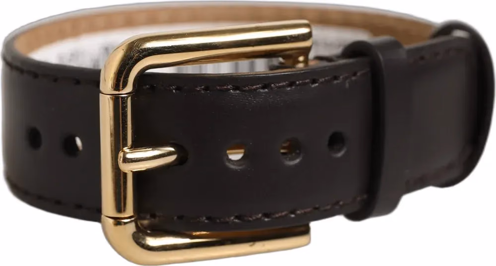 Dolce & Gabbana Black Calfskin Leather Gold Buckle Belt Strap Bracelet