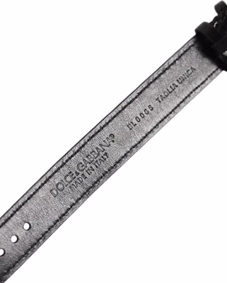 Black Textured Leather Gold Buckle Belt Strap Bracelet