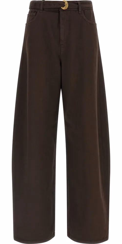 Twinset Brown Cotton High-Waisted Jean