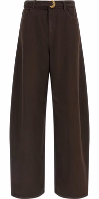 Brown Cotton High-Waisted Jean