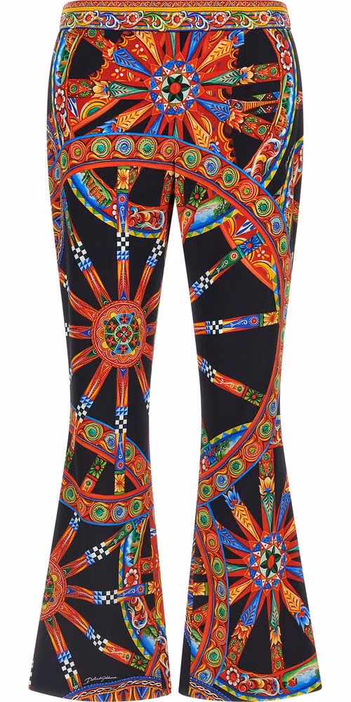 Dolce & Gabbana Multicolor Silk Flared Pants