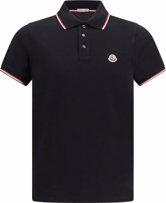 Moncler Black Cotton Polo Shirt
