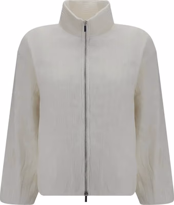 White Polyester Full-Length Jacket