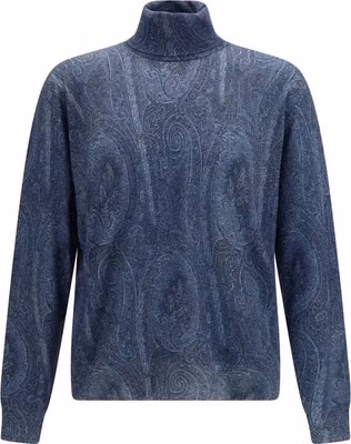 Blue Silk Turtleneck