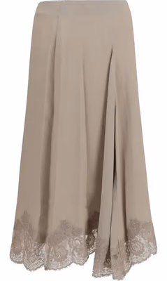 Beige Acetate Midi Skirt
