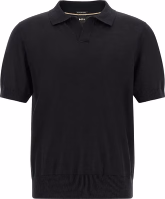 Black Virgin Wool Polo Shirt