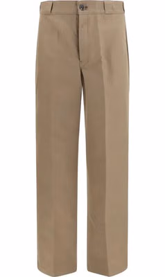 Brown Cotton Casual Pants