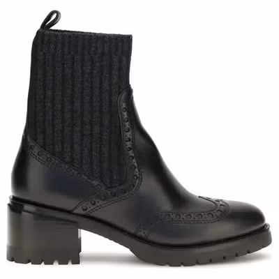 Black Calf Leather Bos Taurus Ankle Boots