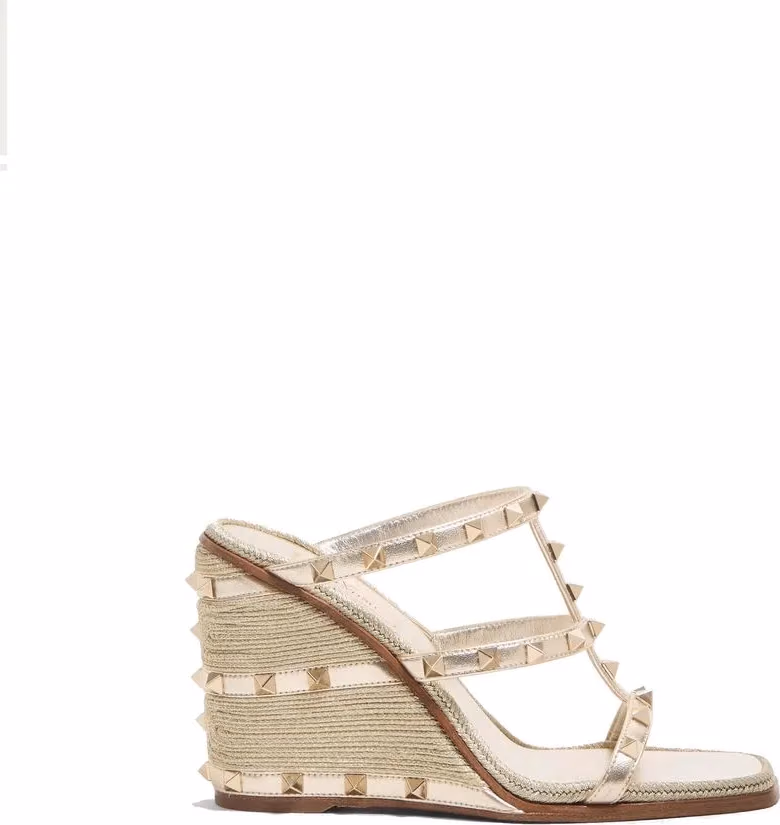 Valentino Garavani Gold Calfskin Mules