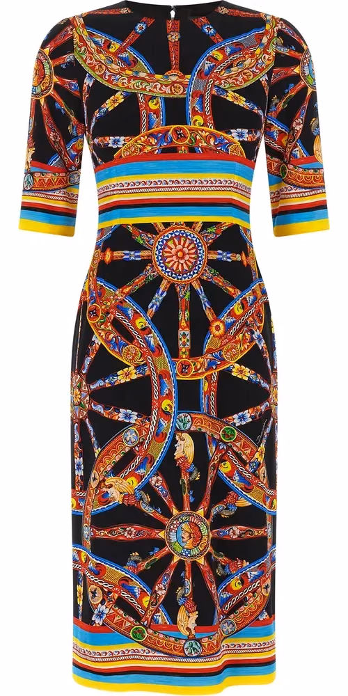 Dolce & Gabbana Multicolor Silk Midi Dress