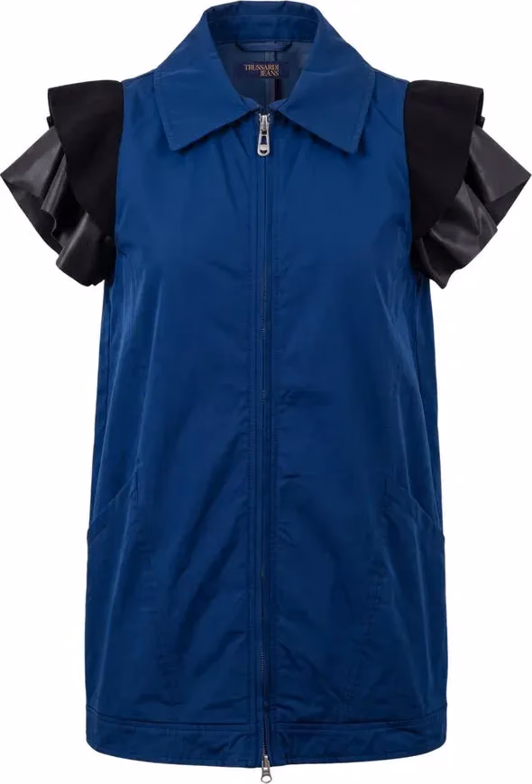 Trussardi Jeans Blue Polyester Women Jacket
