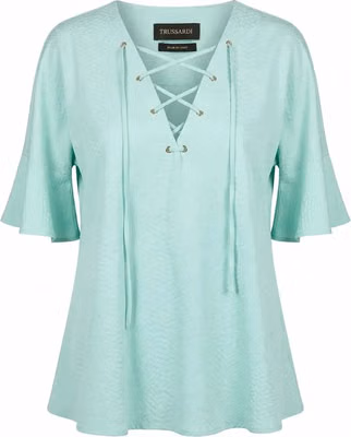 Light Blue Cotton Women Shirt
