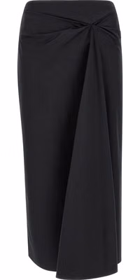 Black Cotton Midi Skirt