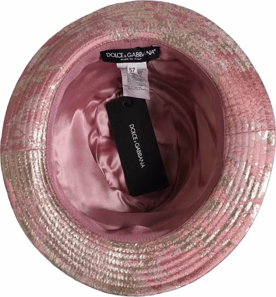 Dolce & Gabbana Pink Metallic Jacquard Pattern Bucket Capello Hat
