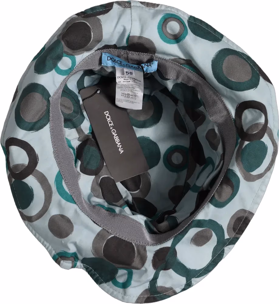 Dolce & Gabbana Teal Cotton Big Polka Dot Pattern Bucket Hat