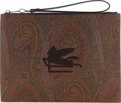 Brown Cotton Clutch Bag