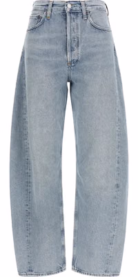 Blue Cotton High-Waisted Jean