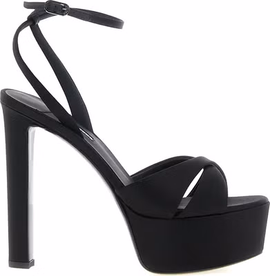 Black Viscose Stiletto Heel Sandals