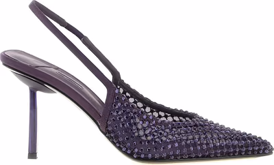 Purple Polyester High Heel Pumps