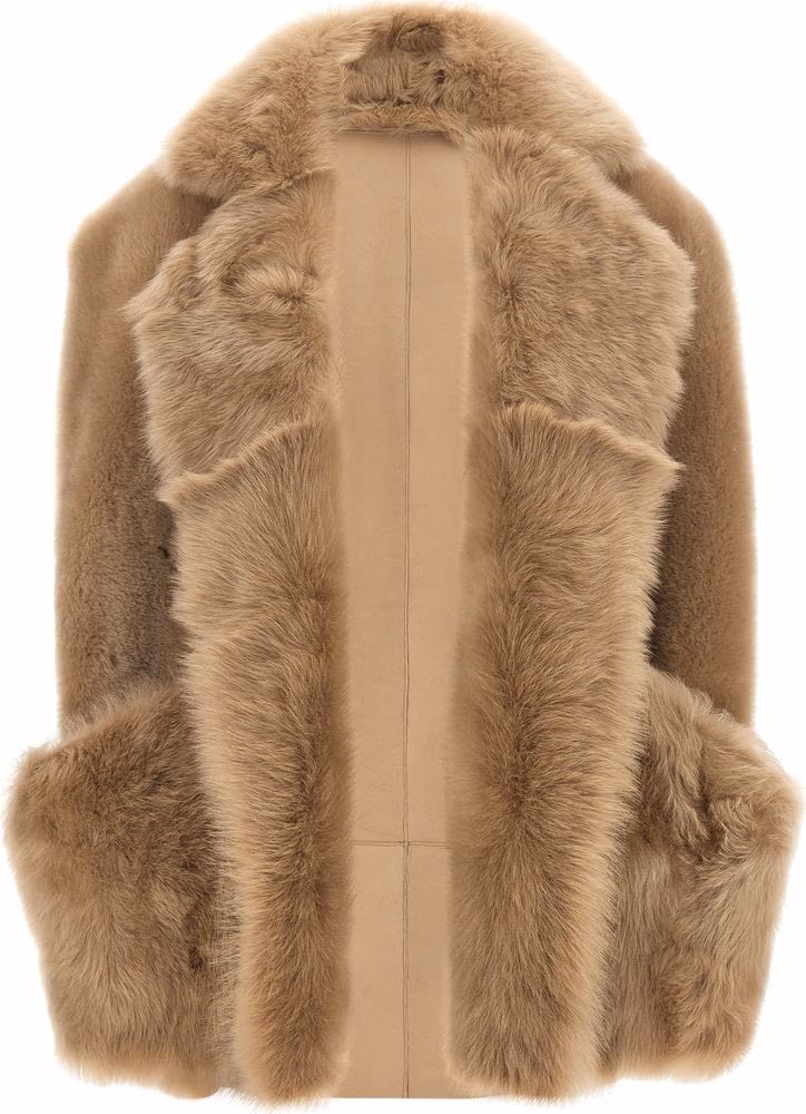 BLANCHA Beige Lamb Fur Sleeveless Jacket