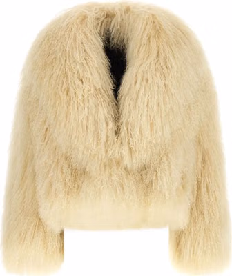 Beige Cashmere Biker Jacket
