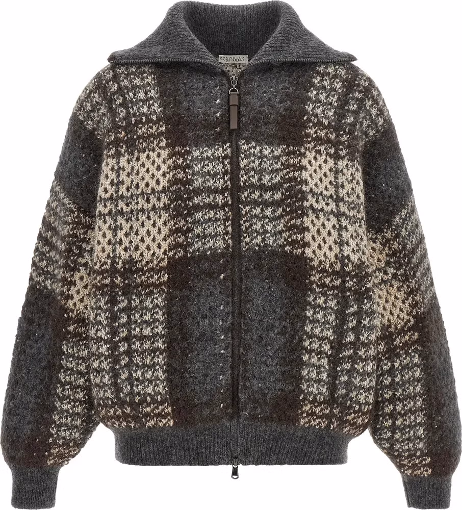 Brunello Cucinelli Gray Fabric Cardigan