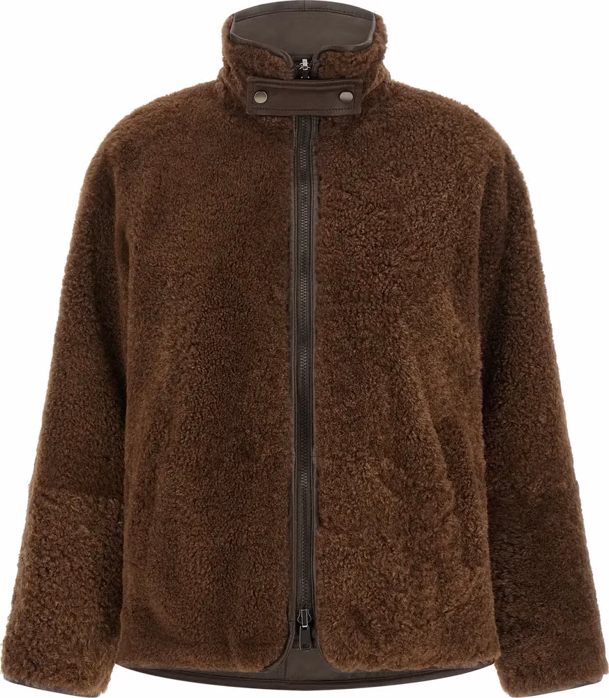 Brunello Cucinelli Brown Lamb Leather Biker Jacket