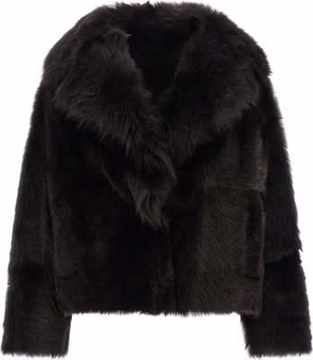 Brown Lamb Fur Full-Length Jacket