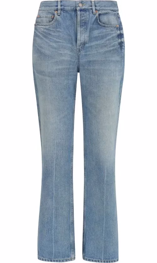 Saint Laurent Blue Cotton Straight-Leg Jeans