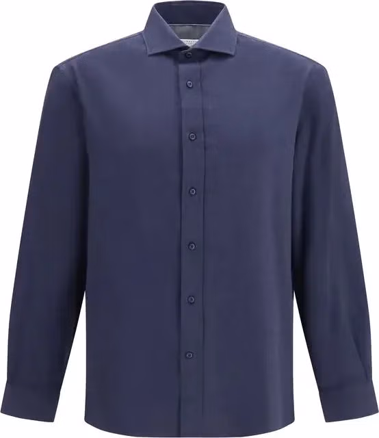 Brunello Cucinelli Blue Cotton Dress Shirt