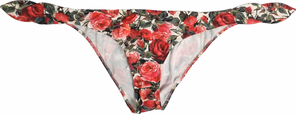 Dolce & Gabbana Multicolor Floral Print Beachwear Bikini Bottom