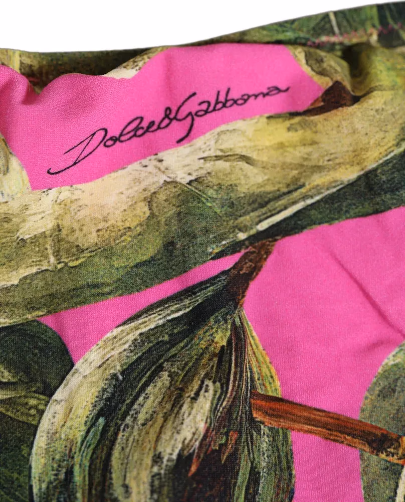 Dolce & Gabbana Fuchsia Pink Fig Print Beachwear Bikini Bottom