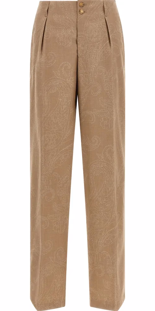 Etro Beige Wool Dress Pants