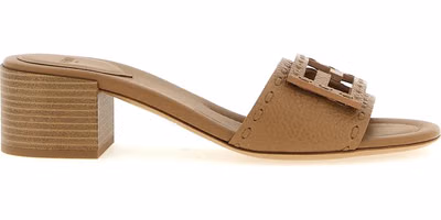 Beige Calfskin Flat Sandals