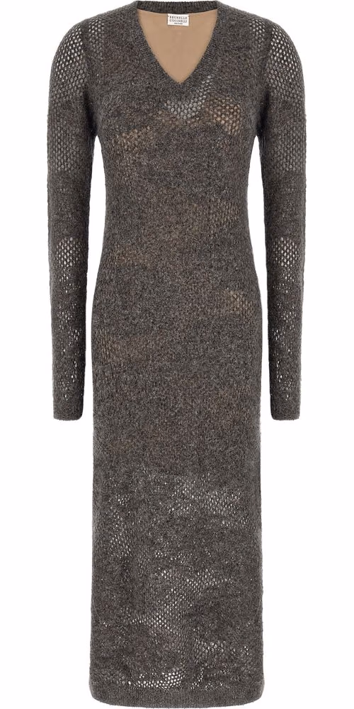 Brunello Cucinelli Gray Nylon Casual Dress