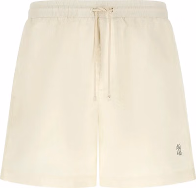White Polyester Swim Shorts