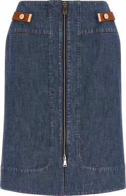 Blue Cotton Midi Skirt