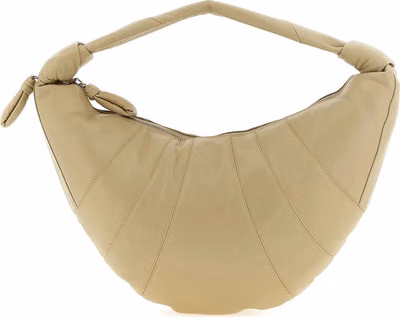Beige Lamb Leather Shoulder Bag