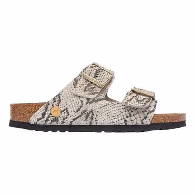 Gray Leather Flat Sandals