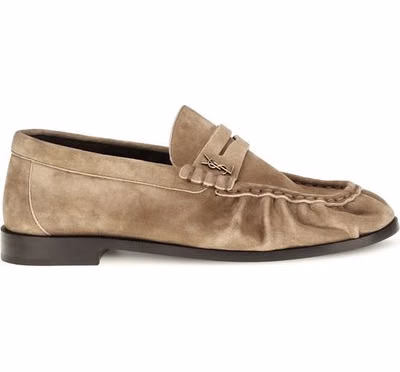 Beige Calf Leather Bos Taurus Slip-On Loafers