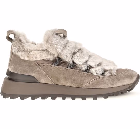 Brunello Cucinelli Gray Suede Leather Athletic Sneakers