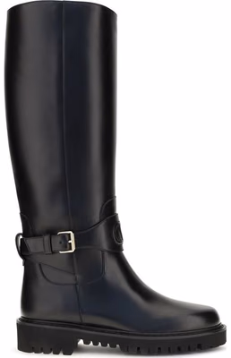 Black Calf Leather Bos Taurus Flat Boots