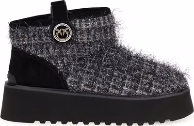 Black Fabric Ankle Boots