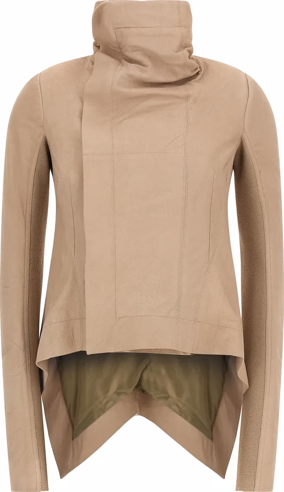 Rick Owens Beige Lamb Leather Leather Jacket