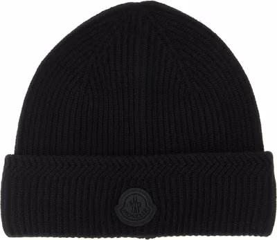 Black Virgin Wool Beanie