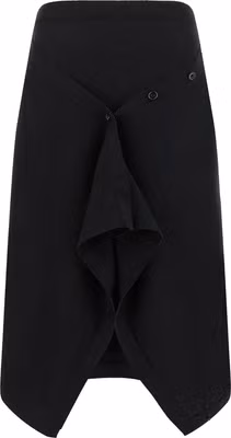Black Wool Midi Skirt