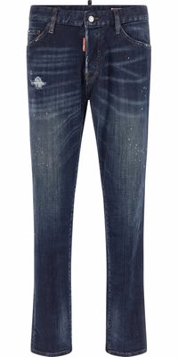 Blue Cotton Straight-Leg Jeans