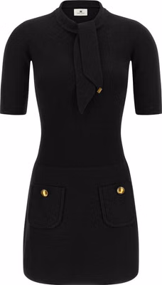 Black Viscose Short Dress