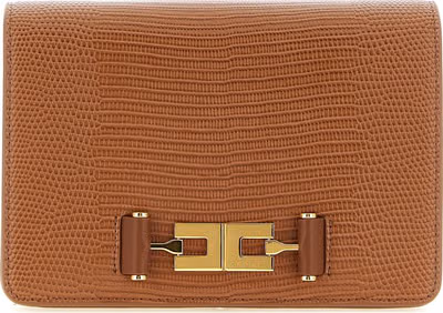 Brown Polyester Clutch Bag
